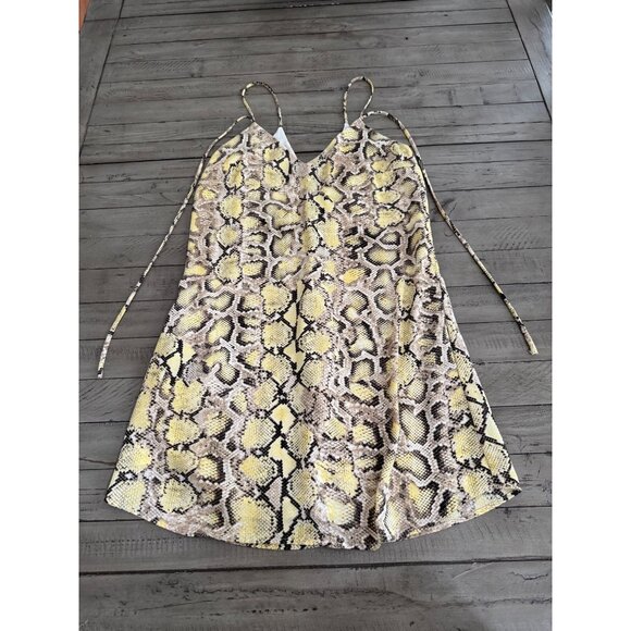 Charles Henry Snake Python Printed Sleeveless Mini Tank Dress Yellow Size 2 - Picture 1 of 2